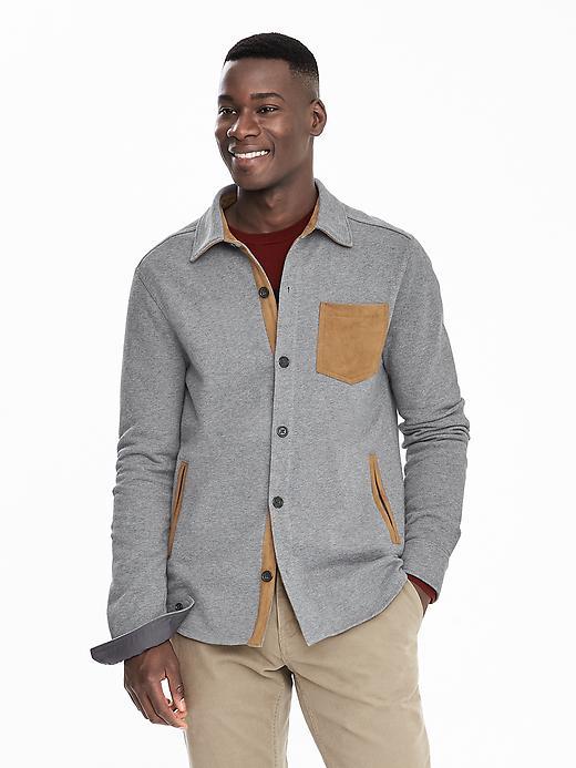 Banana Republic Mens Terry Worker Jacket Size L - Medium Gray Heather