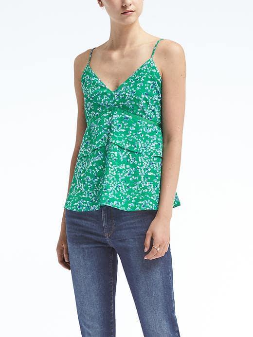 Banana Republic Floral Layered Peplum Cami - Green Floral
