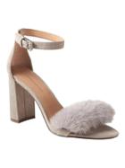 Banana Republic Womens Bare High Block-heel Faux Fur Sandal Vintage Taupe Size 9