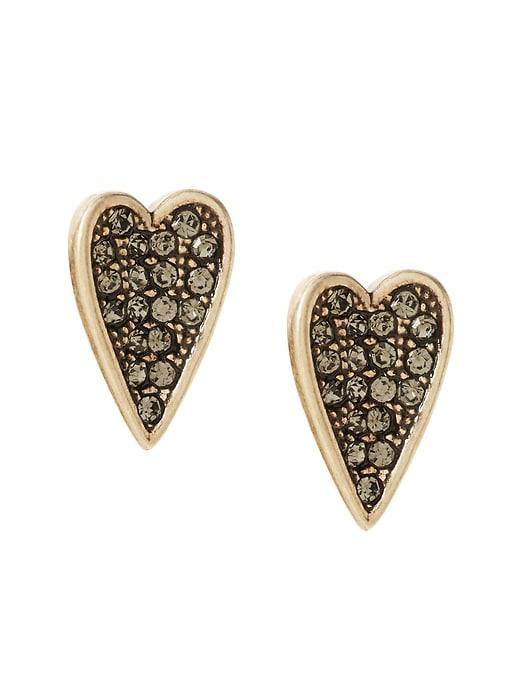Banana Republic Womens Pave Heart Stud Earring Black Size One Size
