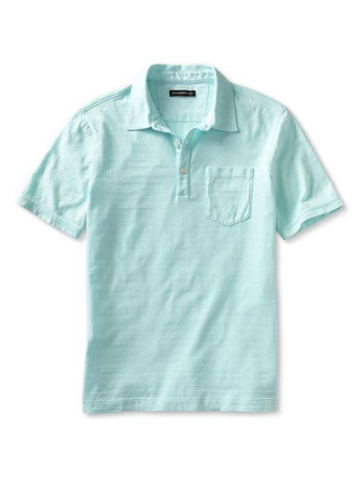 Banana Republic Slub Knit Pocket Polo - Ocean Blue