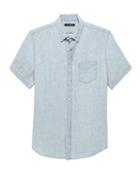 Banana Republic Mens Camden Standard-fit Linen Shirt Light Blue Size S