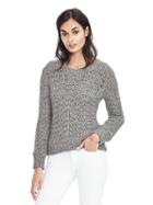 Banana Republic Womens Metallic Leaf Cable Knit Pullover - Gray Sky