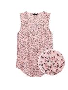 Banana Republic Womens Ditsy Floral Pleated Drapey Tank Pale Pink Size Xl
