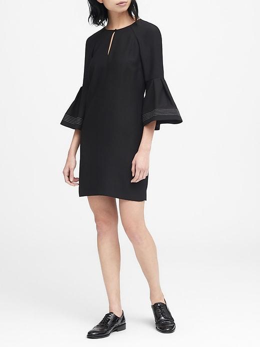 Banana Republic Womens Petite Bell-sleeve Shift Dress Black Size 0