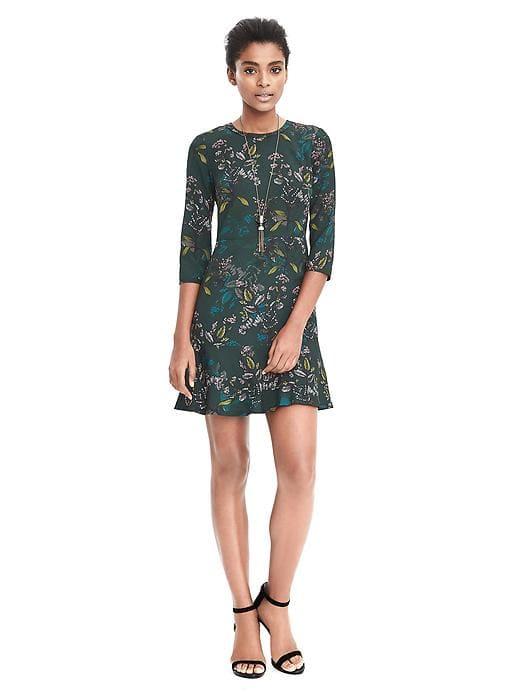 Banana Republic Womens Peplum Hem Dress - Botanical Green