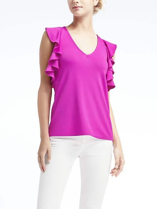 Banana Republic Womens Ruffle Crossback Tank - Bright Magenta