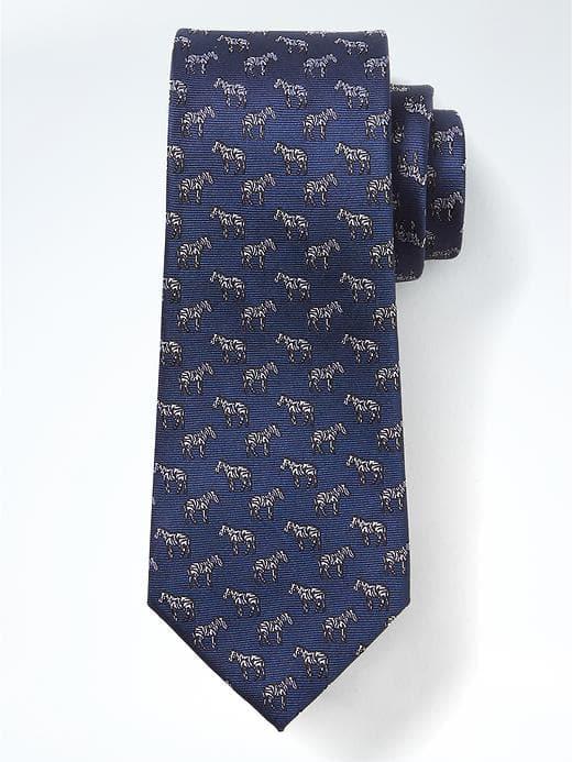 Banana Republic Zebra Silk Tie - Comet Blue