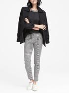 Banana Republic Womens Sloan Skinny-fit Houndstooth Ankle Pant Black & White Size 4
