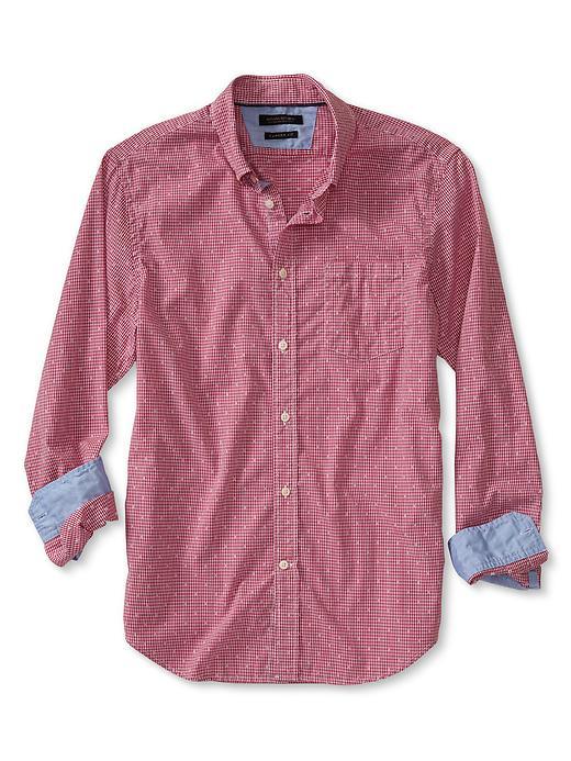 Banana Republic Mens Camden Fit Gingham Cotton Shirt Size L Tall - Tomato Paste