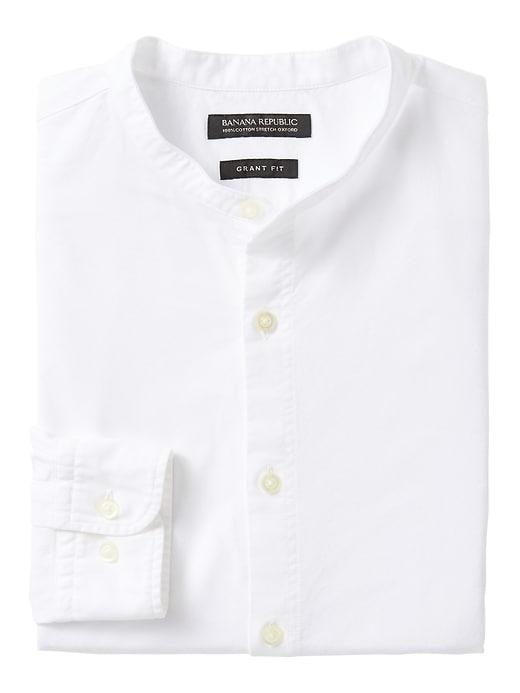 Banana Republic Grant Slim Fit Banded Collar Shirt - White