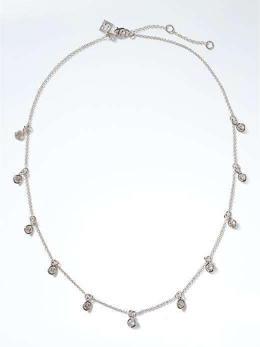 Banana Republic Delicate Bare Stone Necklace - Silver
