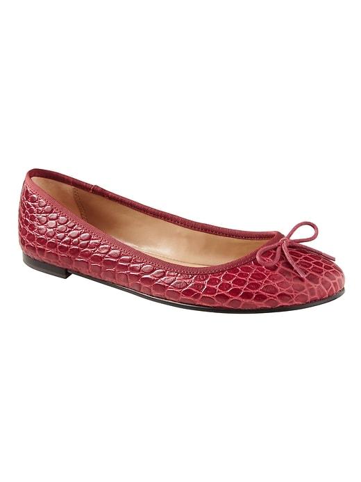 Banana Republic Womens Robin Ballet Flat - Red Croc Effect Leather