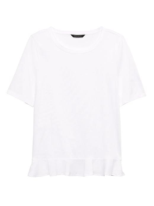 Banana Republic Womens Ruffle-hem Couture Tee White Size L