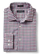 Banana Republic Mens Grant Fit Red Mini Plaid Supima Cotton Shirt - Saucy Red