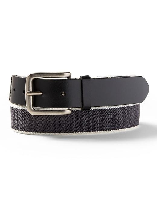 Banana Republic Mens Stretch-web Buckle Belt Gray & White Stripe Size 46