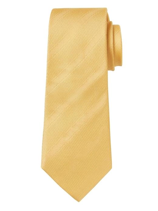 Banana Republic Mens Textured Stripe Silk Nanotex Tie Lemon Drop Size One Size