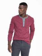 Banana Republic Mens Roll Sleeve Henley Size L Tall - Red Rhine