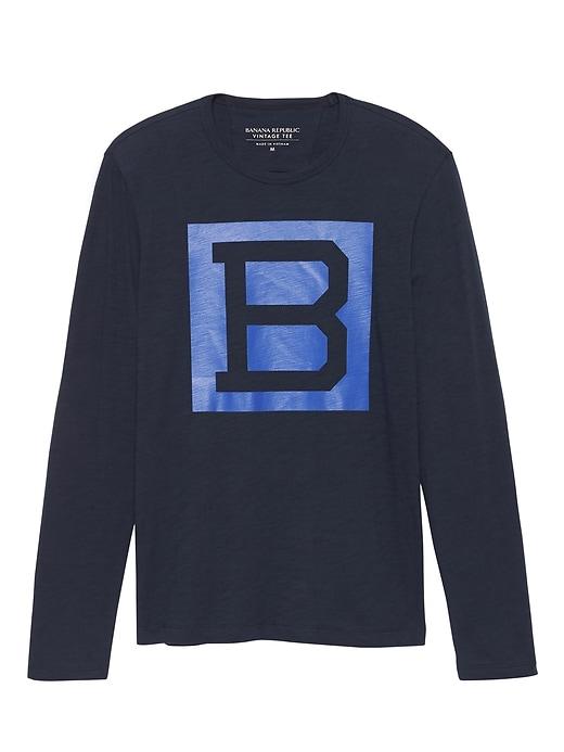Banana Republic Mens Long-sleeve Graphic T-shirt Navy Blue Size Xl