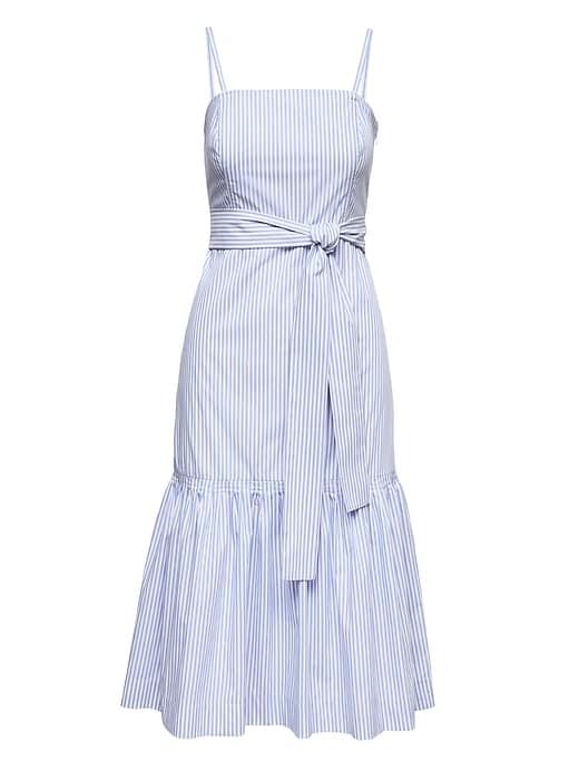 Banana Republic Womens Stripe Super-stretch Midi Dress With Removable Straps Blue Stripe Size 6