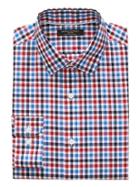 Banana Republic Mens Grant Slim-fit Non-iron Gingham Shirt Lipstick Red Size S