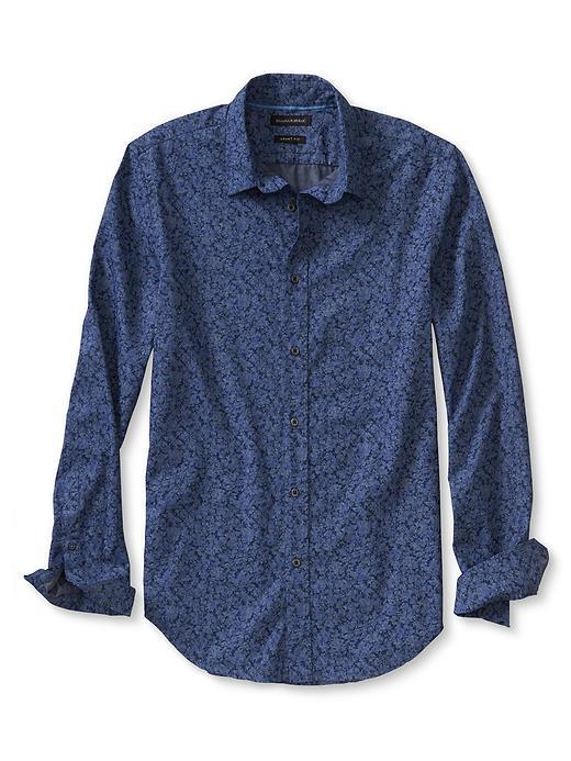 Banana Republic Mens Grant Fit Custom 078 Wash Shirt Size L Tall - Blue Dusk