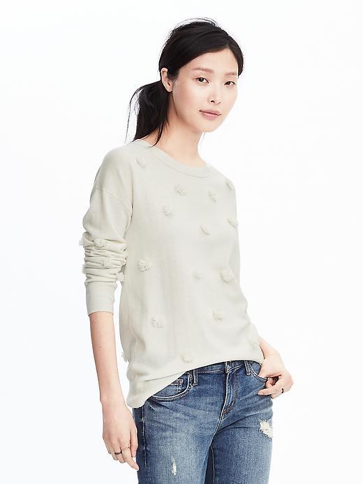 Banana Republic Womens Pom Pom Sweater Crew - Cocoon
