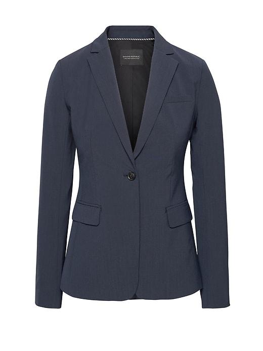 Banana Republic Womens Long And Lean-fit Machine-washable Italian Wool Blend Blazer Navy Blue Size 18