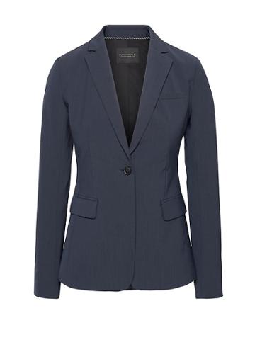 Banana Republic Womens Long And Lean-fit Machine-washable Italian Wool Blend Blazer Navy Blue Size 18