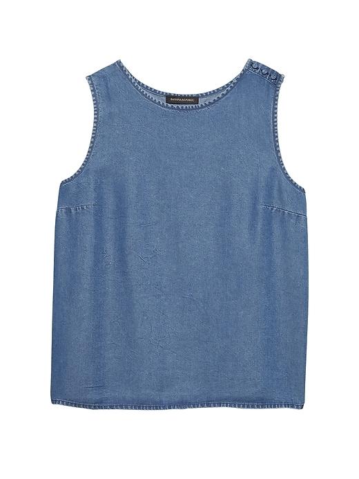 Banana Republic Womens Tencel Button-shoulder Shell Medium Wash Size M