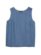 Banana Republic Womens Tencel Button-shoulder Shell Medium Wash Size M