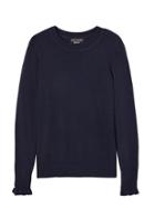 Banana Republic Womens Italian Superloft Ruffle Cuff Crew Navy Size Xl