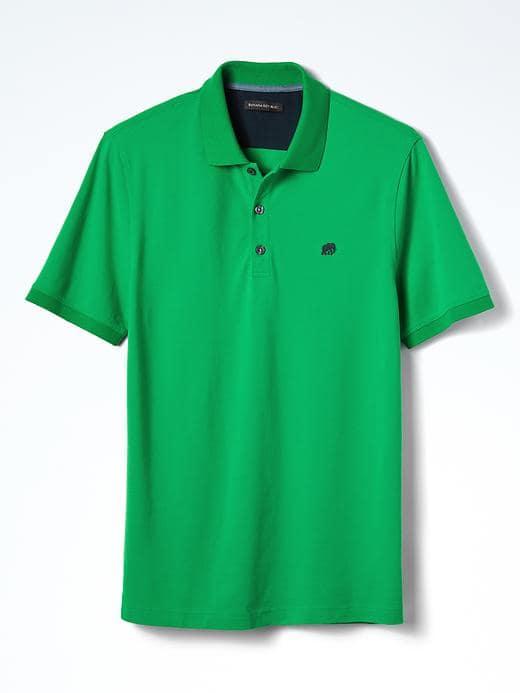 Banana Republic Mens Solid Pique Polo - Kelly Green