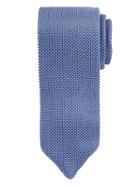 Banana Republic Mens Solid Silk Knit Pointed Tie Blue Oxford Size One Size