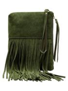 Banana Republic Italian Suede Fringe Small Pouch Size One Size - Light Olive