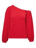 Banana Republic Womens One-shoulder Balloon-sleeve Top Red Size Xs