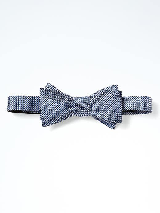 Banana Republic Woven Silk Nanotex Bow Tie - Blue