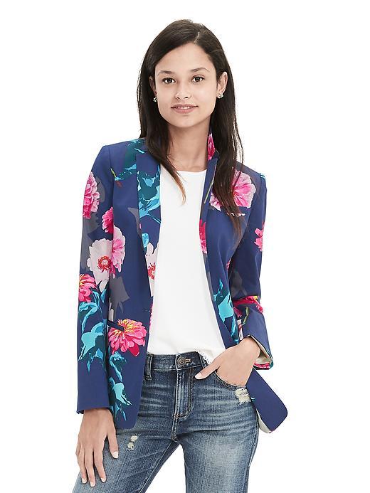 Banana Republic Womens Gerber Daisy One Button Blazer Size 0 - Pink