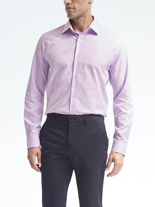 Banana Republic Mens Classic Fit Supima Cotton Stripe Shirt - Lilac