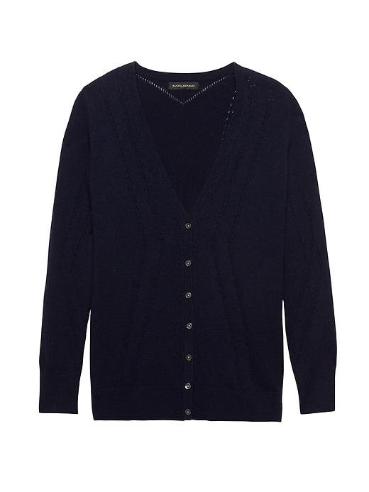 Banana Republic Womens Feather-touch Pointelle Boyfriend Cardigan Navy Size M