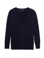 Banana Republic Womens Feather-touch Pointelle Boyfriend Cardigan Navy Size M