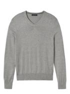 Banana Republic Mens Silk Cotton Cashmere V-neck Sweater Chrome Gray Size M