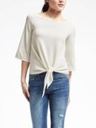 Banana Republic Tie Front Crepe Top - White