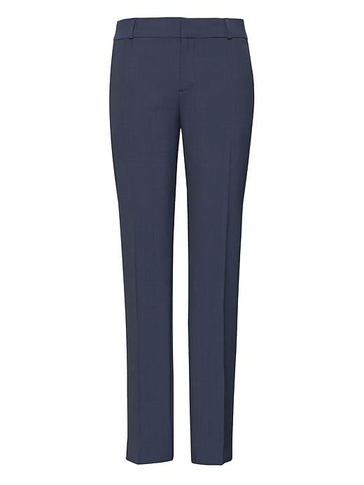 Banana Republic Womens Petite Avery Straight-fit Plaid Machine-washable Italian Wool Pant Blue Plaid Size 10
