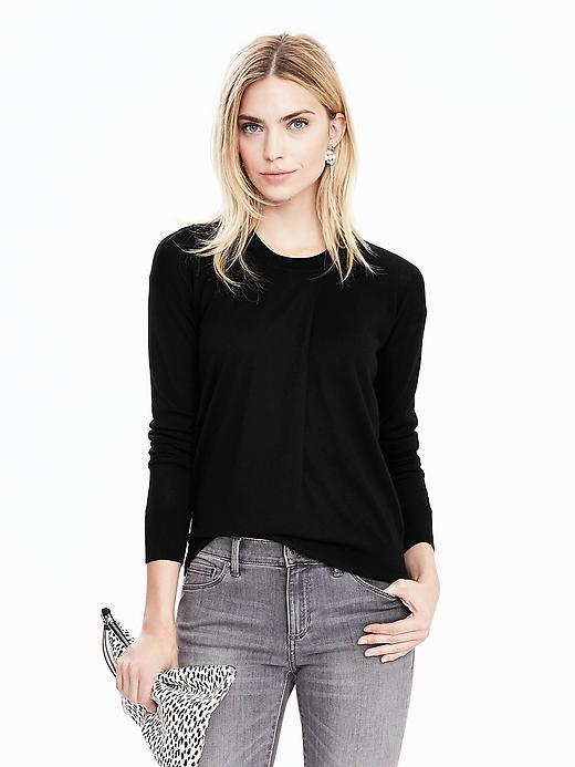 Banana Republic Silk Cashmere Drapey Front Pullover Size M - Black