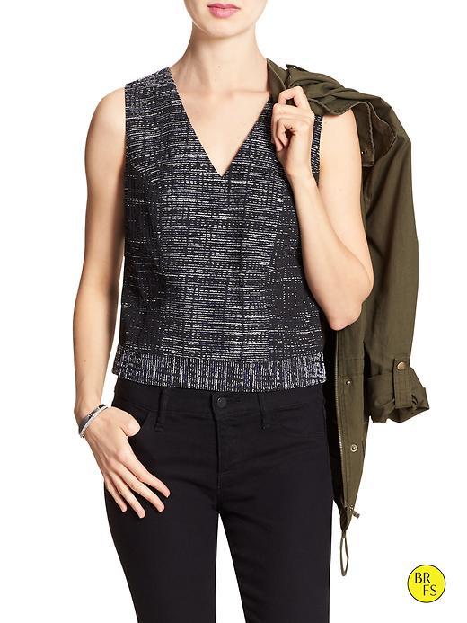 Banana Republic Factory Pieced Crop Top Size 0 - Black And White Print