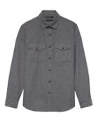 Banana Republic Mens Grant Slim-fit Luxe Flannel Solid Shirt Graystone Size S