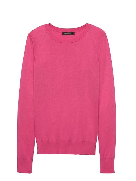 Banana Republic Womens Silk-cotton Crew-neck Sweater Pop Pink Size S
