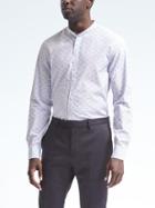 Banana Republic Mens Monogram Grant Fit Stripe Banded Shirt - Light Blue