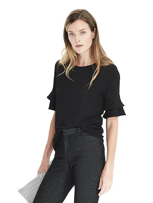 Banana Republic Womens Tiered Flounce Top Size M - Black